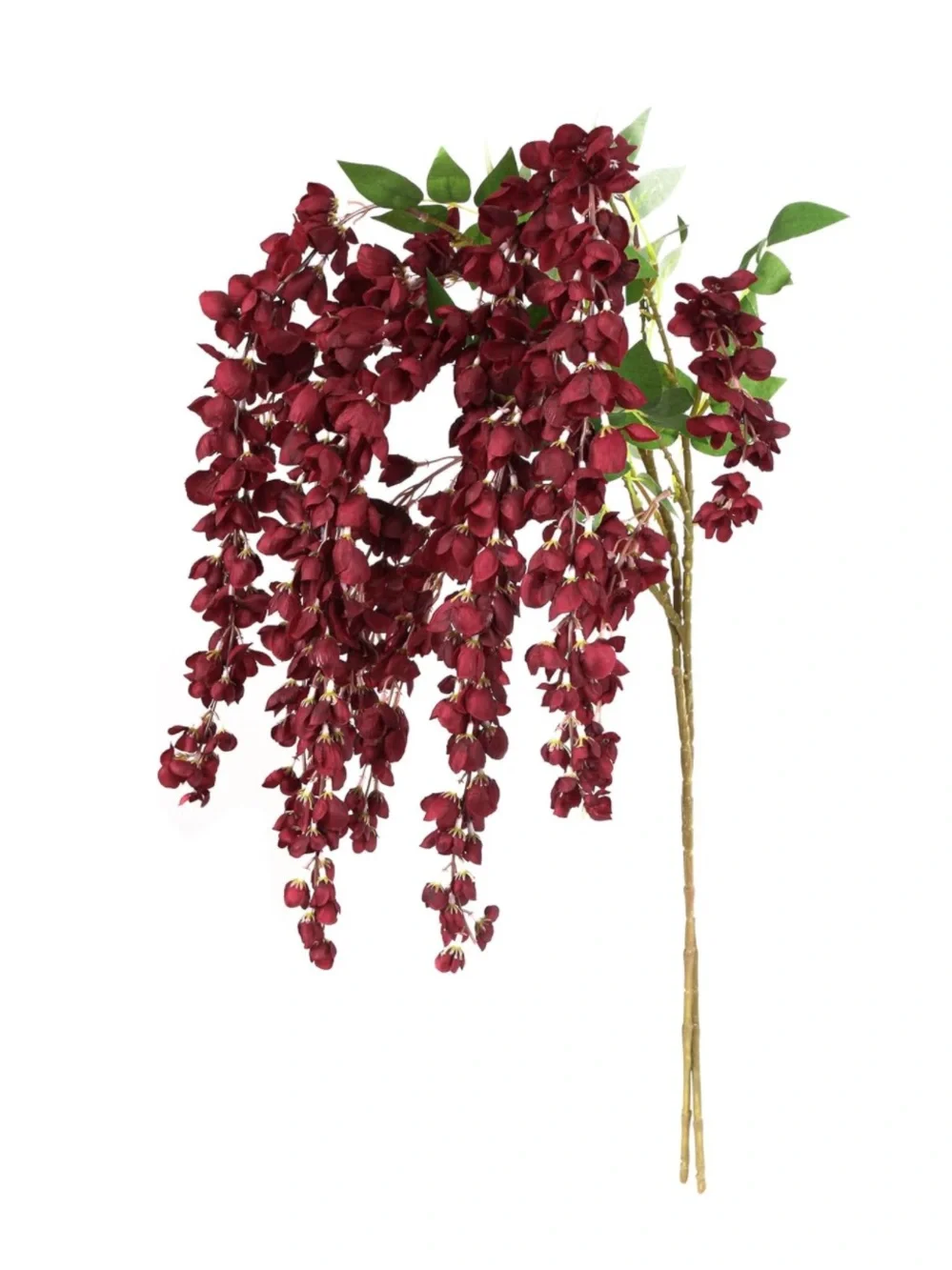 Burgundy Hanging Wisteria Stem - Elegant Faux Floral Accent 43” (2pcs)